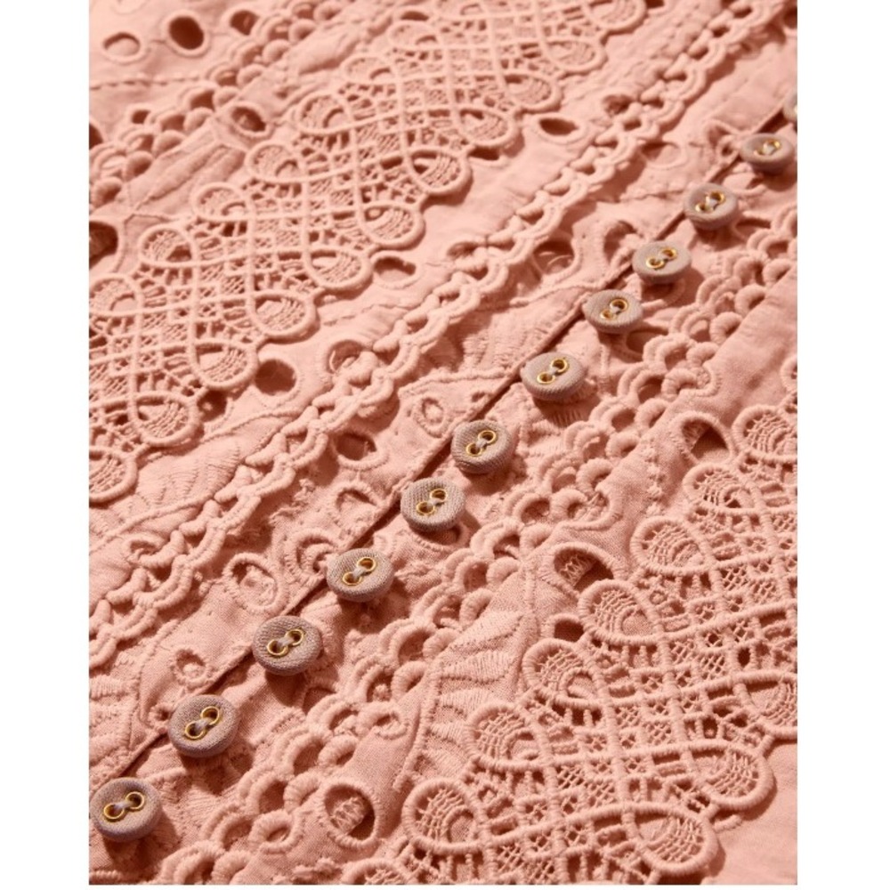 Boston Proper Womens Blouse Eyelet Lace Button S Boho Romantic Cottagecore - Picture 4 of 7